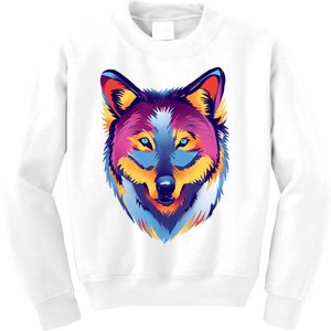 Colorful Wolf Wild Animal Kids Sweatshirt