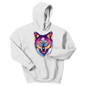 Colorful Wolf Wild Animal Kids Hoodie