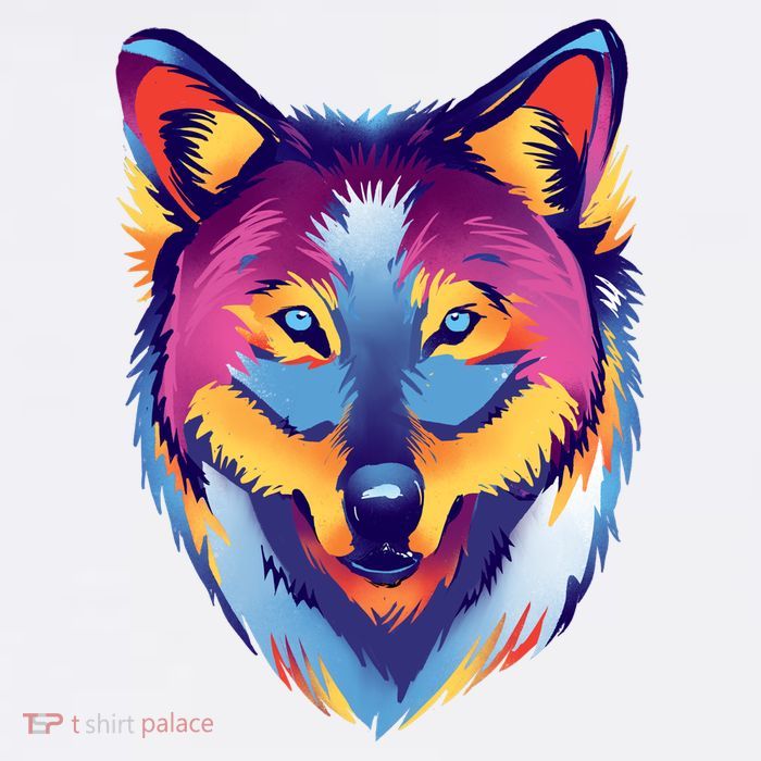 Colorful Wolf Wild Animal Kids T-Shirt