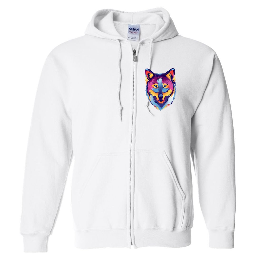 Colorful Wolf Wild Animal Full Zip Hoodie