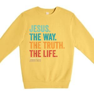 Christian Worship Women Men Jesus The Way Truth Life Premium Crewneck Sweatshirt