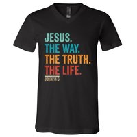 Christian Worship Women Men Jesus The Way Truth Life V-Neck T-Shirt