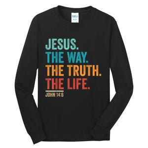 Christian Worship Women Men Jesus The Way Truth Life Tall Long Sleeve T-Shirt