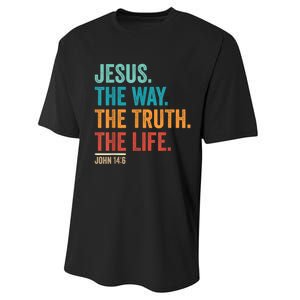 Christian Worship Women Men Jesus The Way Truth Life Performance Sprint T-Shirt