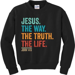 Christian Worship Women Men Jesus The Way Truth Life Kids Sweatshirt