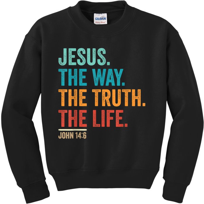 Christian Worship Women Men Jesus The Way Truth Life Kids Sweatshirt