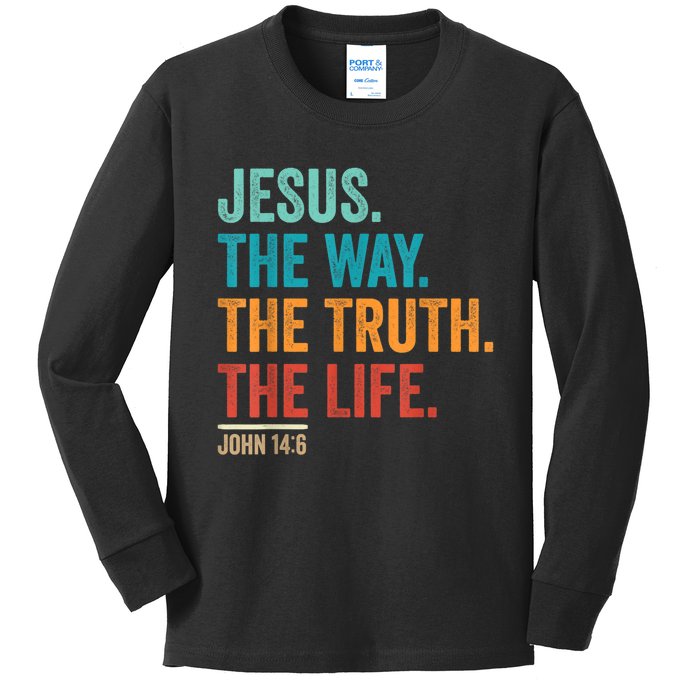 Christian Worship Women Men Jesus The Way Truth Life Kids Long Sleeve Shirt