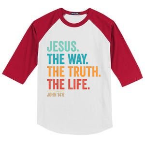 Christian Worship Women Men Jesus The Way Truth Life Kids Colorblock Raglan Jersey