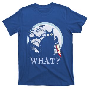 Cat What With Moon Funny Cat Knife Halloween T-Shirt