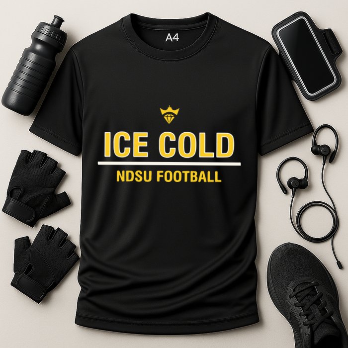 Christian Watson Wearing Ice Cold Ndsu Football Cooling Performance Crew T-Shirt