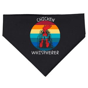 Chicken Whisperer With Retro Sunset Funny Chicken Chicken Lover Farm Animal USA-Made Doggie Bandana