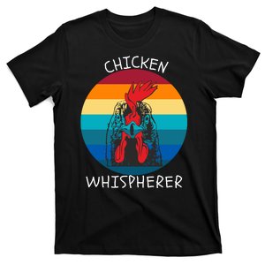 Chicken Whisperer With Retro Sunset Funny Chicken Chicken Lover Farm Animal T-Shirt