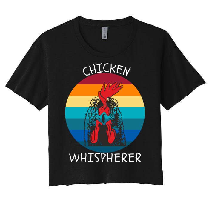 Chicken Whisperer With Retro Sunset Funny Chicken Chicken Lover Farm Animal Women's Crop Top Tee