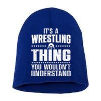 Cool Wrestling Wrestler Coach Wrestle Sports Short Acrylic Beanie