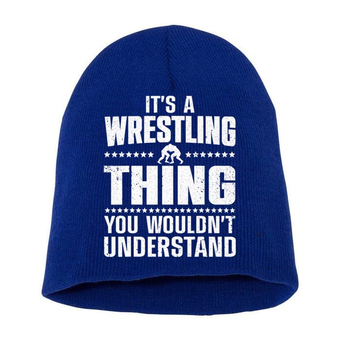 Cool Wrestling Wrestler Coach Wrestle Sports Short Acrylic Beanie