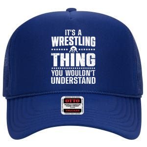 Cool Wrestling Wrestler Coach Wrestle Sports High Crown Mesh Back Trucker Hat