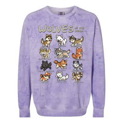 Chibi Wolf Wolves Animals Of The World Wolf Lover Colorblast Crewneck Sweatshirt