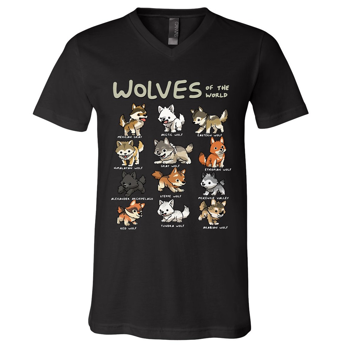 Chibi Wolf Wolves Animals Of The World Wolf Lover V-Neck T-Shirt