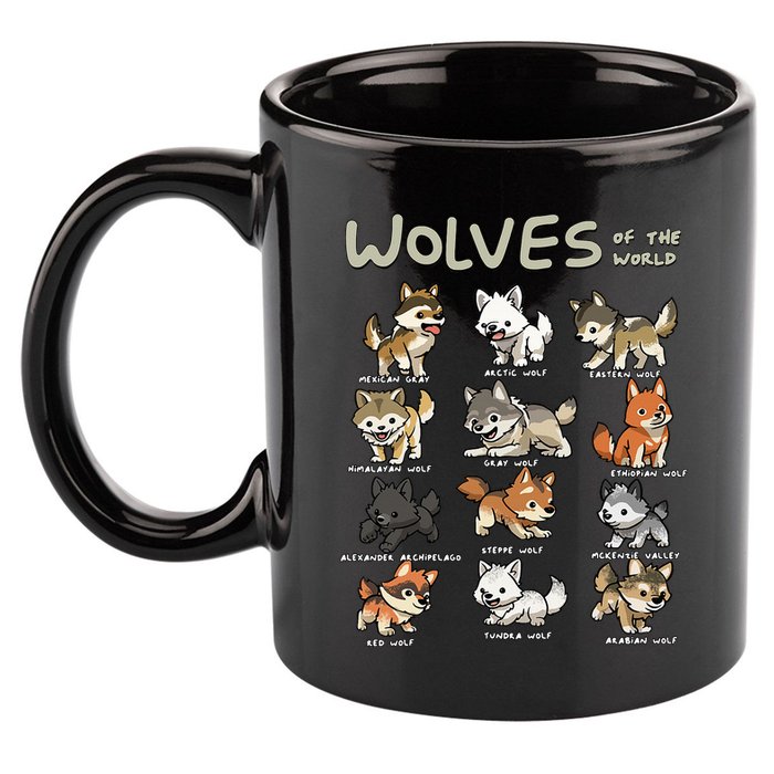 Chibi Wolf Wolves Animals Of The World Wolf Lover 11oz C Handle Ceramic Mug