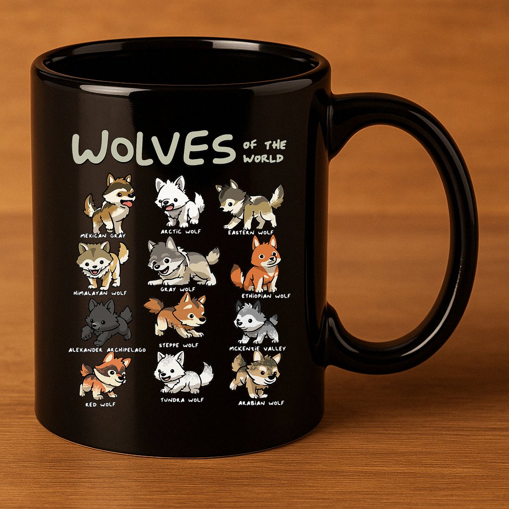 Chibi Wolf Wolves Animals Of The World Wolf Lover 11oz C Handle Ceramic Mug