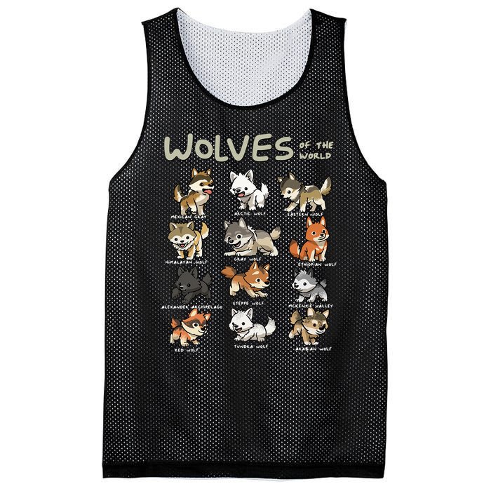 Chibi Wolf Wolves Animals Of The World Wolf Lover Mesh Reversible Basketball Jersey Tank