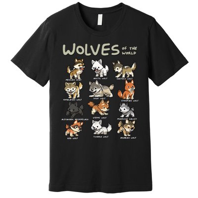 Chibi Wolf Wolves Animals Of The World Wolf Lover Premium T-Shirt