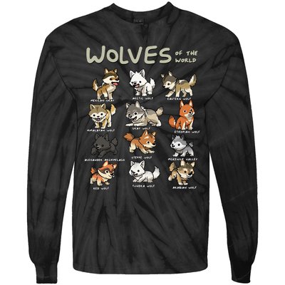 Chibi Wolf Wolves Animals Of The World Wolf Lover Tie-Dye Long Sleeve Shirt