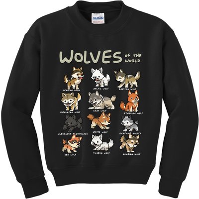 Chibi Wolf Wolves Animals Of The World Wolf Lover Kids Sweatshirt