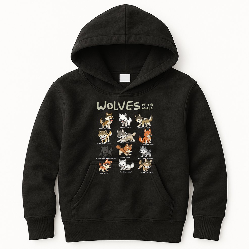 Chibi Wolf Wolves Animals Of The World Wolf Lover Kids Hoodie
