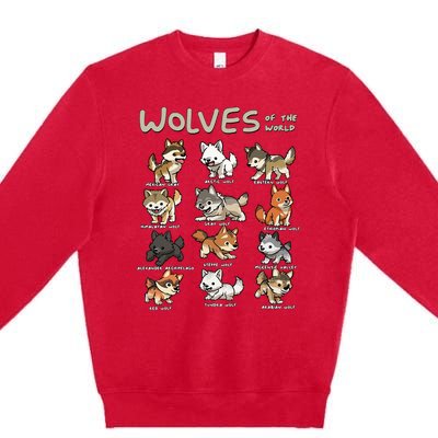 Chibi Wolf Wolves Animals Of The World Wolf Lover Premium Crewneck Sweatshirt