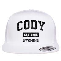 Cody Wyoming Wy Vintage Sports Established Design Flat Bill Trucker Hat