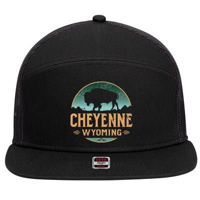 Cheyenne Wyoming WY Buffalo Bison 7 Panel Mesh Trucker Snapback Hat