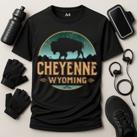 Cheyenne Wyoming WY Buffalo Bison Cooling Performance Crew T-Shirt