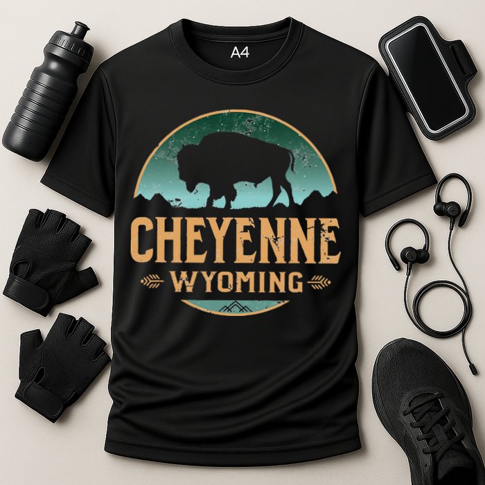 Cheyenne Wyoming WY Buffalo Bison Cooling Performance Crew T-Shirt