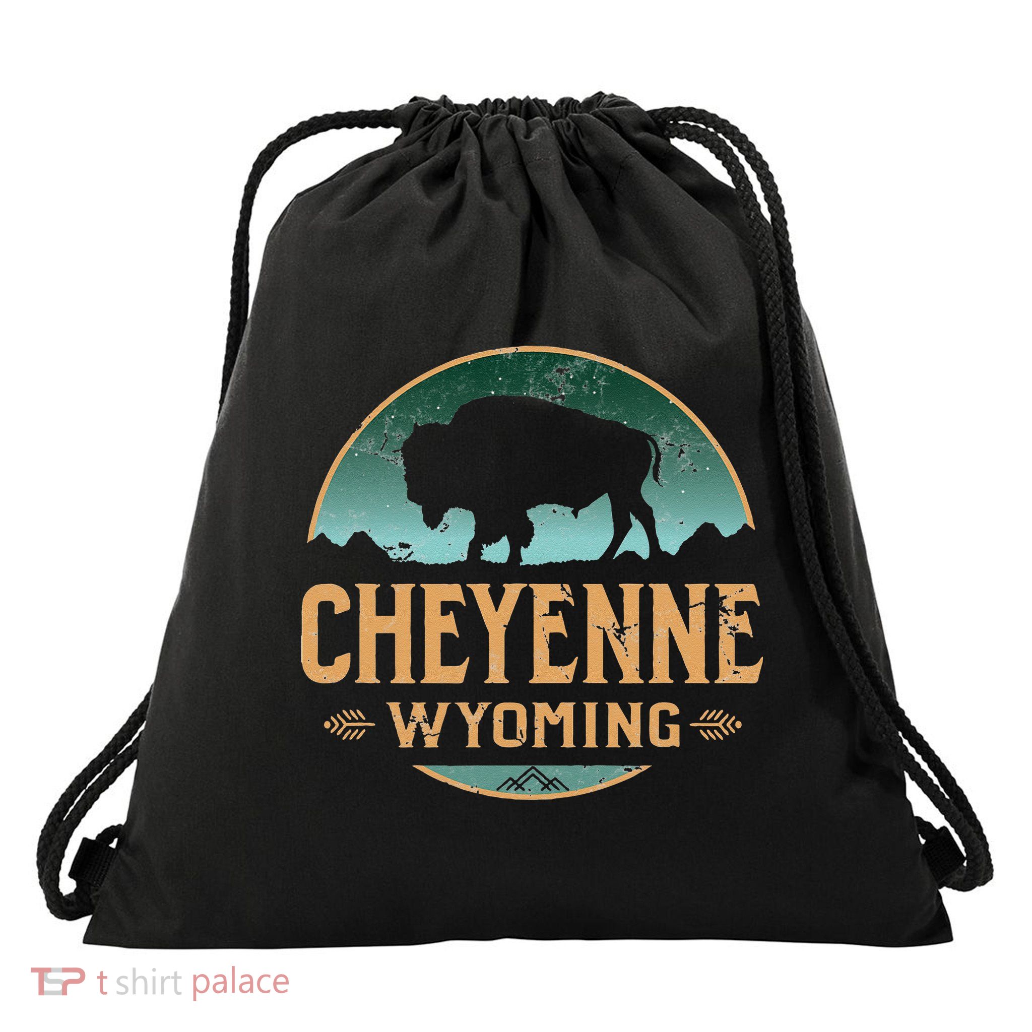 Cheyenne Wyoming WY Buffalo Bison Drawstring Bag