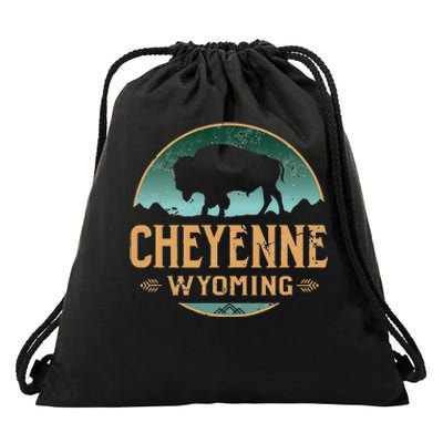 Cheyenne Wyoming WY Buffalo Bison Drawstring Bag