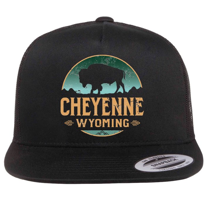 Cheyenne Wyoming WY Buffalo Bison Flat Bill Trucker Hat