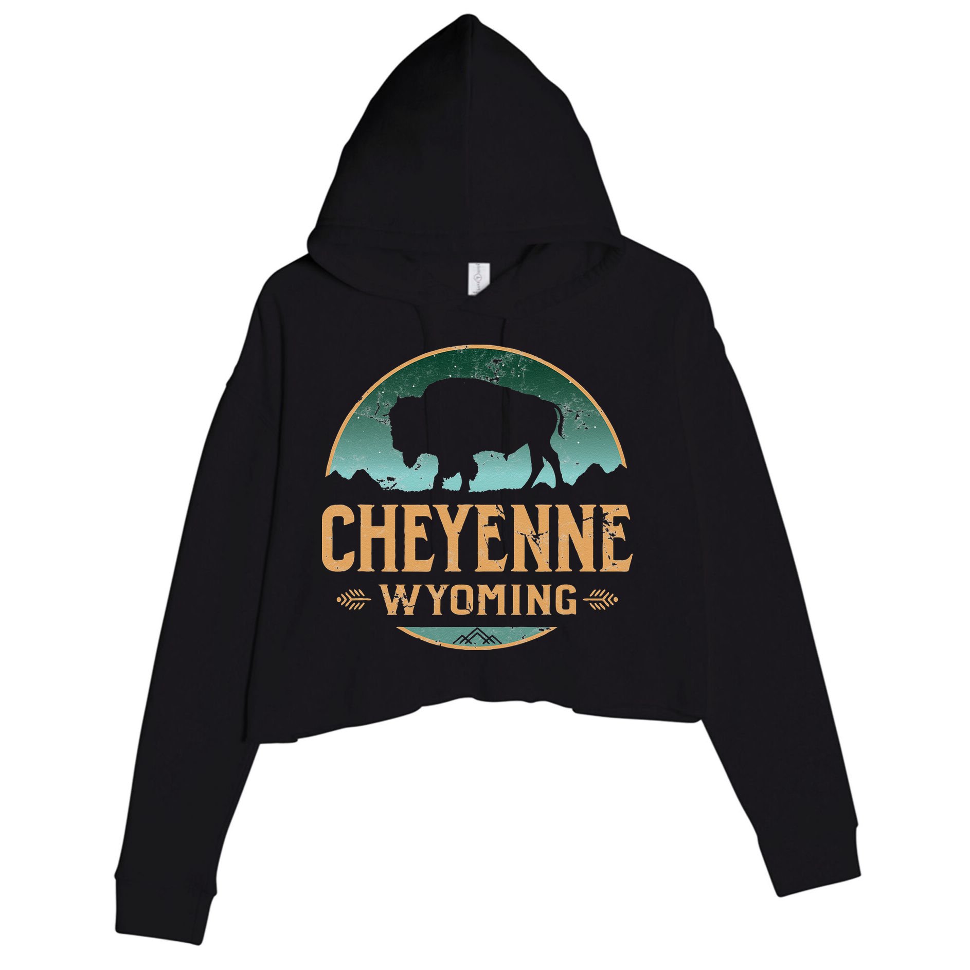 Cheyenne Wyoming WY Buffalo Bison Crop Fleece Hoodie