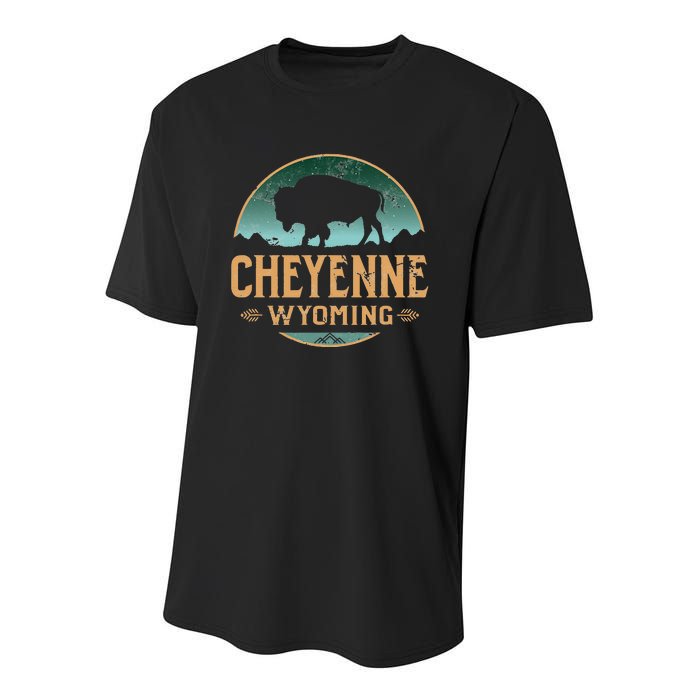 Cheyenne Wyoming WY Buffalo Bison Youth Performance Sprint T-Shirt