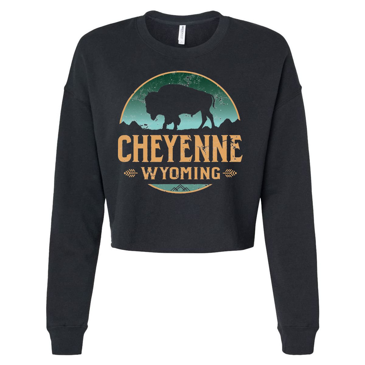 Cheyenne Wyoming WY Buffalo Bison Cropped Pullover Crew