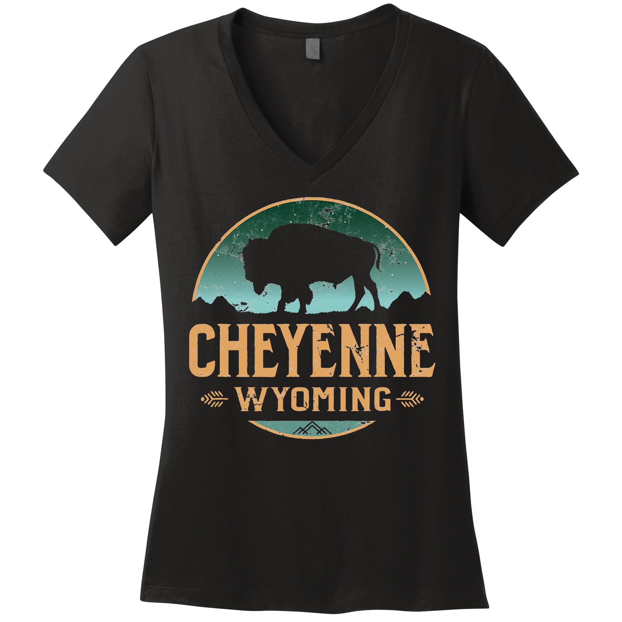 Cheyenne Wyoming WY Buffalo Bison Women's V-Neck T-Shirt