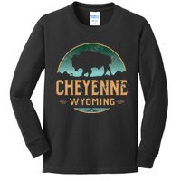 Cheyenne Wyoming WY Buffalo Bison Kids Long Sleeve Shirt