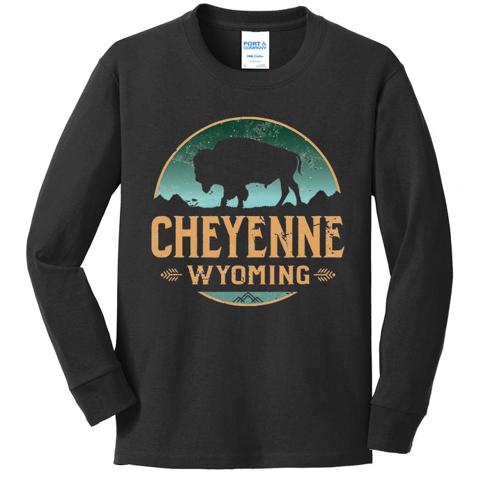 Cheyenne Wyoming WY Buffalo Bison Kids Long Sleeve Shirt