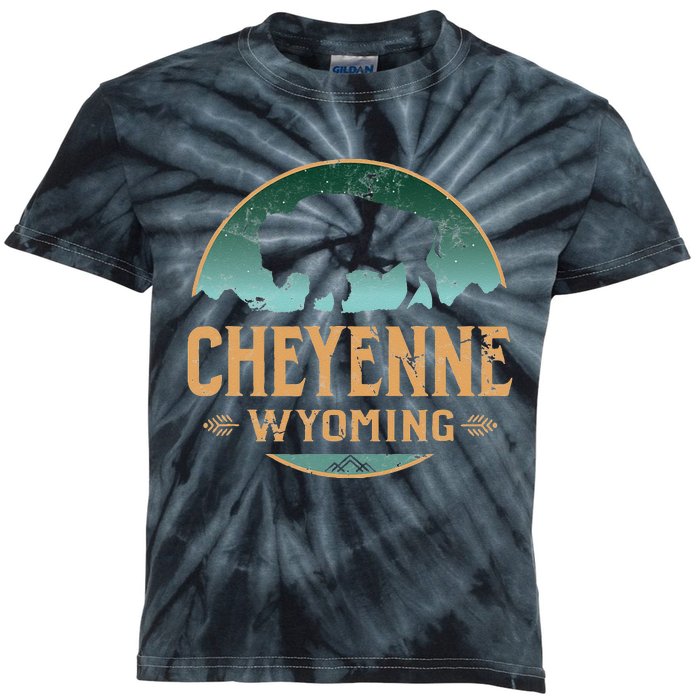 Cheyenne Wyoming WY Buffalo Bison Kids Tie-Dye T-Shirt