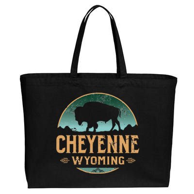 Cheyenne Wyoming WY Buffalo Bison Cotton Canvas Jumbo Tote