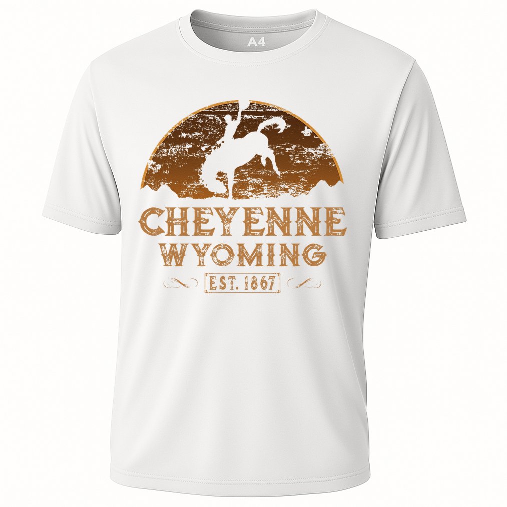 Cheyenne Wyoming WY Rodeo Cowboy Cooling Performance Crew T-Shirt