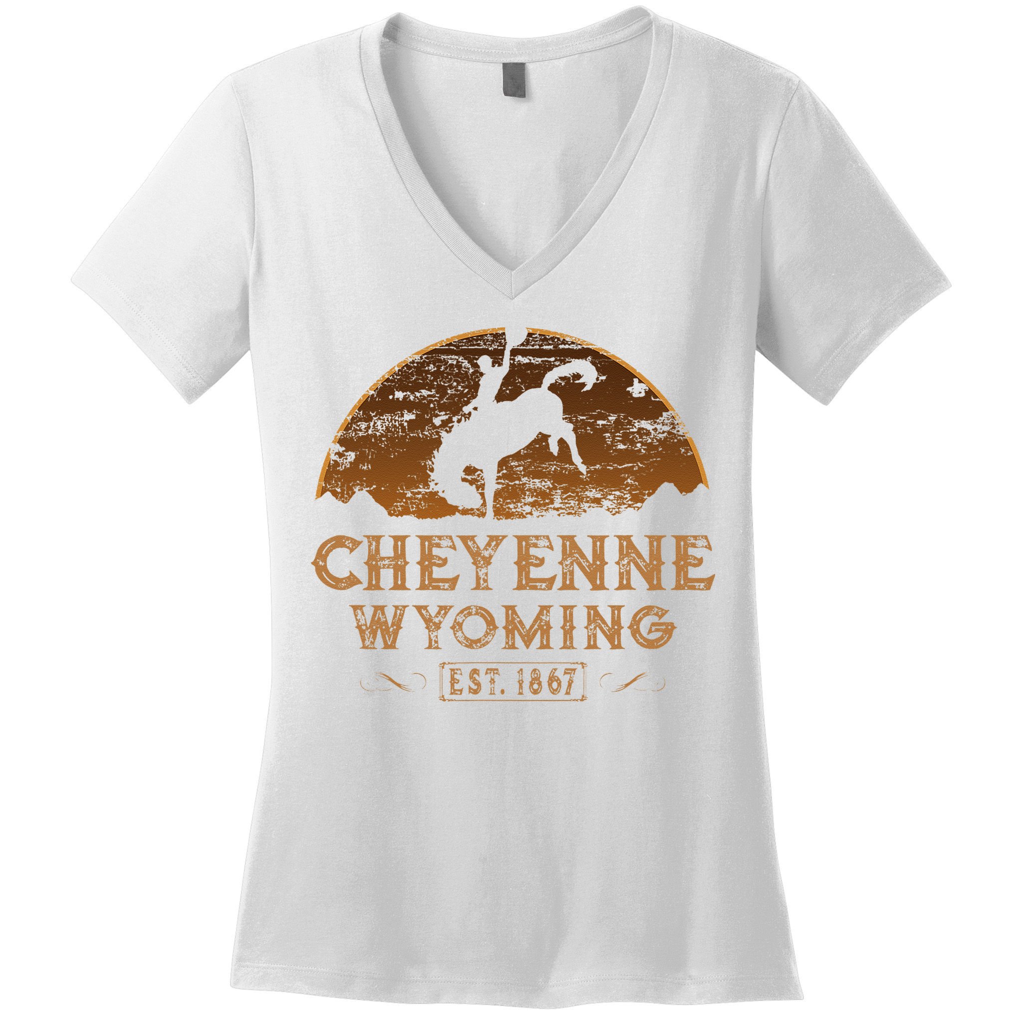 Cheyenne Wyoming WY Rodeo Cowboy Women's V-Neck T-Shirt