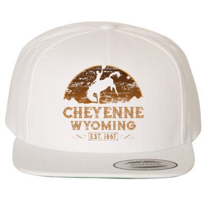 Cheyenne Wyoming WY Rodeo Cowboy Wool Snapback Cap