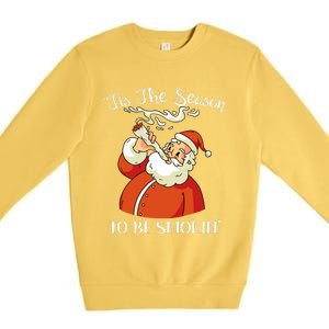 Christmas Weed With Santa Claus Smoking A Joint Funny Xmas Premium Crewneck Sweatshirt