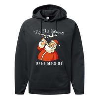 Christmas Weed With Santa Claus Smoking A Joint Funny Xmas Performance Fleece Hoodie